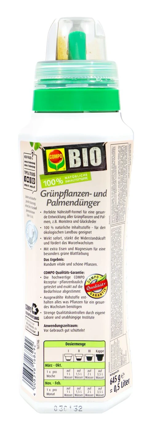 Compo Bio Grünpflanzen- Und Palmendünger - 0,5 L – Bild 2