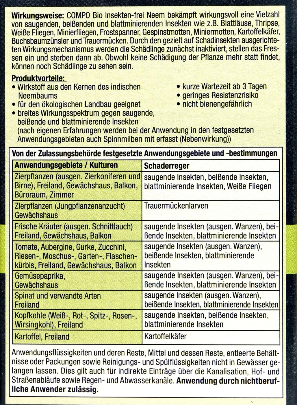 Compo Bio Insekten-frei Neem - 30 Ml – Bild 3