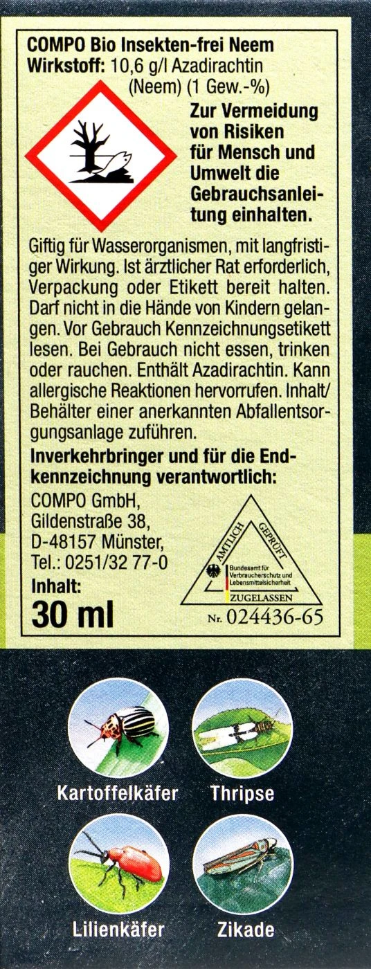 Compo Bio Insekten-frei Neem - 30 Ml – Bild 2