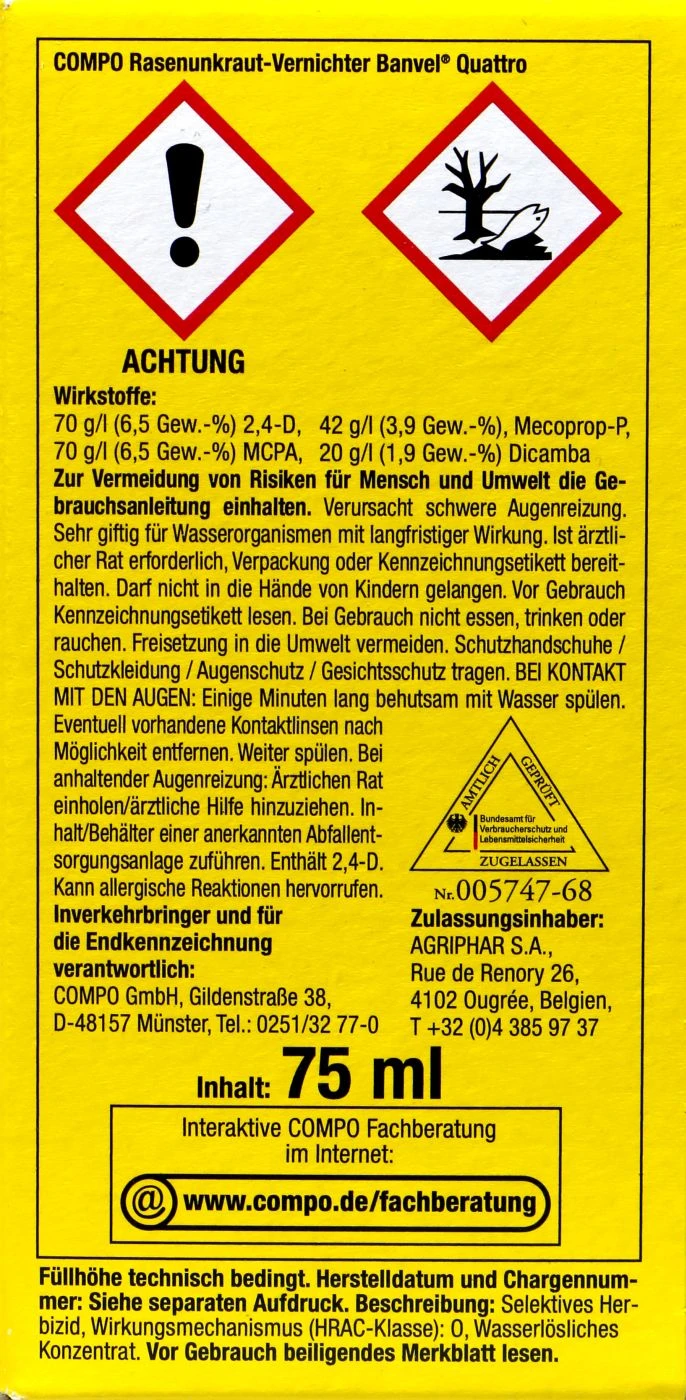 Compo Rasenunkraut-Vernichter Banvel Quattro - 75 Ml – Bild 3