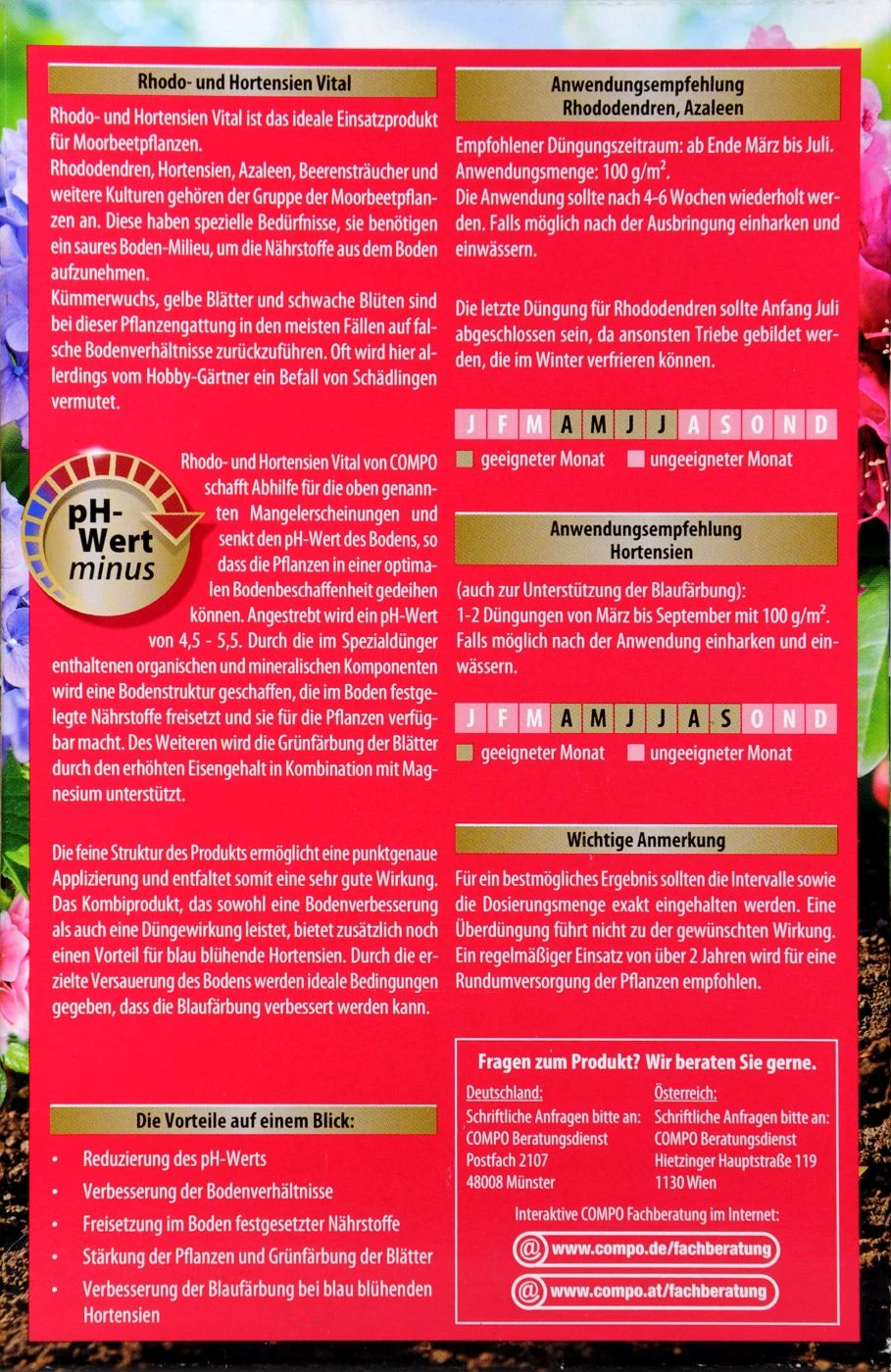 Compo Spezialdünger Rhodo- Und Hortensien Vital - 1 Kg – Bild 3