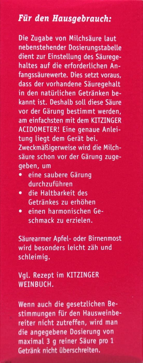 Kitzinger Milchsäure 80 % - 125 G – Bild 2
