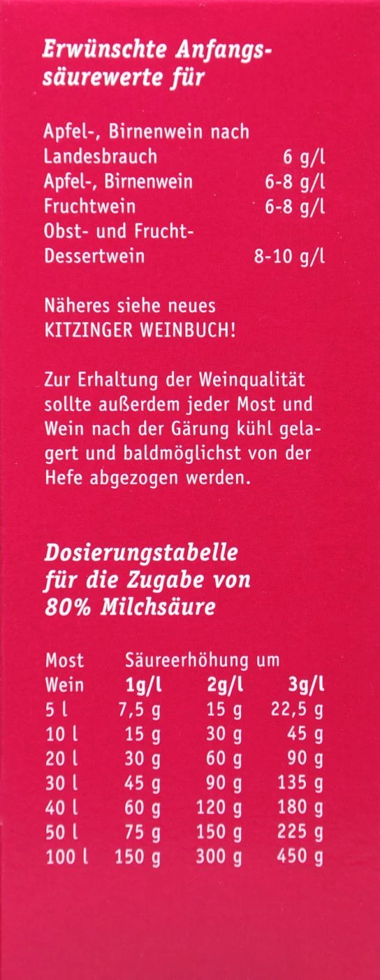 Kitzinger Milchsäure 80 % - 125 G – Bild 3